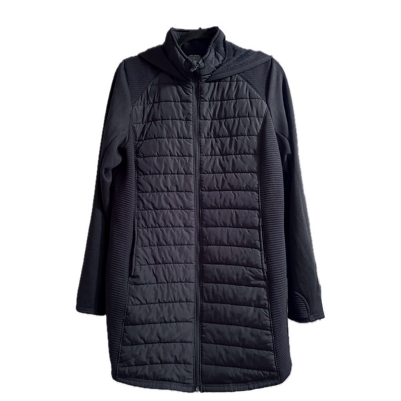 Women's Tek Gear® Hooded Long Mixed-Media Jacket Black Size XXL - Picture 2 of 8